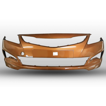 КУПИТЬ Передний Бампер Hyundai Accent / Solaris РЕСТАЙЛИНГ (2014-2017) ОРАНЖЕВЫЙ — Окрашенный, Новый, Россия в Алматы и Астане 