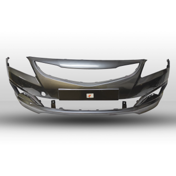 Бампер передний для Hyundai Accent 2014, 2015, 2016, 2017 г.в. (Темно-серый) в Алматы и Астане 