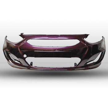 Передний бампер на Hyundai Accent 2010, 2011, 2012, 2013, 2014 г.в. (Фиолетовый) в Алматы и Астане 